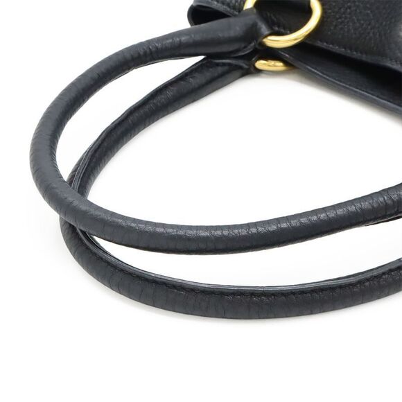 Prada Tote Handbag Leather NERO Black Gold Hardware Missing Shoulder Strap - Picture 4 of 8